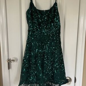Lulu's Emerald Sequin Mini Dress